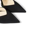 Célèbre marque femmes sandales pompes mode SAEDA 100 mm Italie classique bouts pointus chaîne de cheville en cristal noir nu daim robe de soirée sandale talons hauts EU 35-43