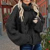 Pulls pour femmes col roulé femmes hiver automne couleur unie à manches longues pull polaire doublé chaud tricots pulls de fond