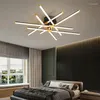 Lustres modernos estilo simples LED candelabro para sala de estar quarto jantar estudo lâmpada preto ouro design controle remoto luz de teto