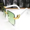 Totalmente nuevo FashMen Gafas de sol de diseñador Gafas sin montura Metal dorado Buffalo Hewear Lentes transparentes Pierna de madera occhiali lentes Lu289C