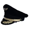 Anpassad exklusiv pilot Cap Airline Captain Hat Uniform Halloween Party Vuxna män Militära hattar Black For Women Wide Brim303h