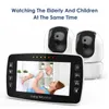 Babyfoon Camera 43 Inch met Twee camera Draadloze PTZ Hoge Beveiliging Kinderen Nachtzicht Temperatuur Monitoring 231211