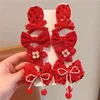 Hair Accessories 8Pcs/set Red Bow Spring Festival Clips Children Sweet Side Girls Year Headwear Kids