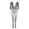 Bodystockings sexy Donna Abito a rete con apertura sul cavallo Catsuit Collant a rete Alta elasticità Lingerie Calzini Sleepwear Moda Tute sexy