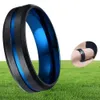 Anneau d'hommes à la ligne bleue mince unique Matte fini en acier inoxydable anillo masculino gentleman cadeaux accessoires bijoux8819500