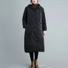 Trenchs de femmes manteaux chauds lâches à capuche Parkas manteau femmes automne hiver vintage vert coton mi-longueur épais coton rembourré veste vêtements d'extérieur