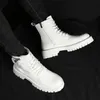 Laarzen Mode Witte Laarzen Voor Mannen Britse Stijl Platform Motorlaarzen Goede Kwaliteit Casual Heren Hoge Lederen Schoenen Punk 231212