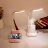 Tafellampen Creatieve 3-in-1-pennenhouder Led-oogbescherming Lezen Bureaulamp Draagbaar USB-opladen Aanraakdimmen Slaapkamer Nachtkastje Nachtverlichting