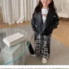 Jackets 2023 Spring Autumn Baby Boys Girl PU Faux Leather Coats Cotton Jacket Kids Children Casual Comfortable Overcoats Clothes