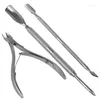 Nail Art Kits 3pcs Manicure Set 2 Way Cuticle Pusher Nails Cutter Scissor Dead Skin Remover Stainless Steel Nipper Fork Tool