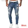 Calças de brim masculinas 2022 novas calças casuais masculinas rasgadas primavera e outono jeans esportivos bolso reto rua corrida macio denim neutro lento q231213