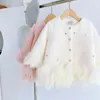 Jaquetas Criança Casaco Meninas Pinadas Jaqueta de Algodão Outono 2023 Crianças Doce Princesa Temperamento Lace Sweater Bebê Menina Roupas de Inverno