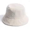 Berretti Cappelli a secchiello in peluche spesso per donna Berretto invernale semplice Cappello Panama da pescatore in pelliccia tinta unita da donna