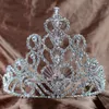 Haarclips Prachtige Grote Tiara's Bruiloft Bruidskronen 14,5 cm Harten Heldere Oostenrijkse Strass Kristal Optocht Prom Party Hoofdband