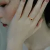 Cluster Rings Vintage Red Zircon Ring 925 Sterling Silver 14K Gold Plated Wedding Engagement Finger Luxury Jewelry for Women Resizable