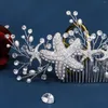 Hair Clips Wedding Sliver Starfish Comb Pearl Styling Tool Accessories With Crystals For Princess Party Favors