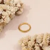 Cluster anneaux joolim bijoux pvd haut de gamme sans fondu permanent permanent simple polonais double couche anneau doigt en acier inoxydable pour les femmes