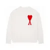 mens ami sweater 2023 Early Autumn New Men's and Women's Same Style Sweater with Jacquard Heart Embroidered Round Neck Loose Casual Pullover Knitwear