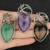 Anhänger Halsketten 1 stücke LibelleWassertropfen Form Naturstein Amethyst Opal Onyx mit Kette Display Box Für Frauen Männer Schmuck Zubehör