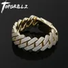 Topgrillz pulseira masculina 20mm 3 fileiras zircônia prong link corrente gelada micro pave cz cubana hip hop moda jóias para presente 220222271y