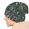 ベレー帽ペーパーカットメドウ - 炭と緑の緑と緑色のかわいい花の鳥のパターン