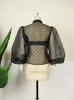 Blouses Femmes Polka Dot Top Femmes Boutonné À Manches Longues Lanterne Chemises Voir À Travers Chemisier Sexy Mode Dames Blusas Mujer De Moda 2023