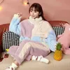 Kadınlar için Kadınlar için Kadınlar için Kadınlar İçin Kadınlar İçin Kış Kış Gezgin Sıcak Nightwear Tatlı Sevimli Uzun Kollu İki Parçalı Set Pijama