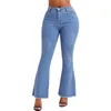 Jean femme Streetwear évasé mode saisir imprimé Baggy jambe large pantalon en jean pantalon dame décontracté coupe de botte