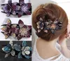 Hair Clips Barrettes Rhinestone Double Flower Clip Crystal Peals Combs Female Elegant Hairgrip Handmade Fashion Accessories8085768