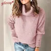 Pulls pour femmes Automne Hiver Lâche Casual Manches Longues Femmes Jumpers Couleur Solide Col Haut Sweat Pulls Top Vêtements Féminins