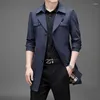 Men's Trench Coats Plus Size Men Long Coat Autumn Spring Suit Collar Designer Business Casual Brand Windbreaker Jacket