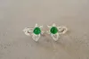 Oorknopjes JHY massief 18k goud 4,9 mm 1ct Pakistan natuur smaragd edelstenen diamanten studs voor vrouwen fijne sieraden verjaardagscadeautjes