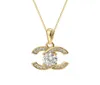 Säljer halsband CZ 925 Sterling Sier Gold Plated Zircon Letter Pendant för Women3903488