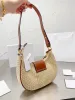 Borsa a tracolla in paglia intrecciata Borsa a tracolla firmata da donna Borsa per croissant Vacanza estiva Viaggio all'aperto Pochette da spiaggia per le donne Regali per feste a tracolla -14