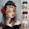 Pinces à cheveux Vintage pour femmes, couronne de tête de Style gothique, couronne noire, Roses, bandeau diadème, fête d'halloween, Cosplay, ornements de princesse