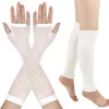 Women Socks 4Pcs 2Pairs Trendy Glove Suit Ladies Mesh Gloves Lace Arm Cover Leggings Girl Mittens Dance Party Gift