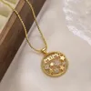 Anhänger Halsketten Mafisar Hollow Out Design vergoldet Zirkon Stern MAMA rund trendige zarte Frauen Muttertag Schmuck Geschenke