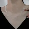 Hanger Kettingen 925 Verzilverd Glanzende Multilayer Chian Charme Ketting Prachtige Sleutelbeen Ketting Sieraden Voor Dames Gift Dz900