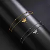 Charm Bracelets Cazador Cute Whale Tail Charm Bracelet for Women Stainless Steel Animal Bear Dragonfly Double Chain Bracelet Gifts Jewelry NewL231214