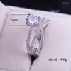 Wedding Rings 2023 Fancy Cross Twine Ring With Square Cubic Zirconia Stone Elegant Finger Band For Women Anniversary Surprise Gift