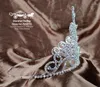Pinces à cheveux Superbes grands diadèmes de mariage couronnes de mariée 14,5 cm coeurs clairs strass autrichiens cristal Pageant bal fête bandeau