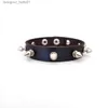 Charm Bracelets Punk Rock One-row Spike Rivet PU Leather Bracelets Bangles Unique Pointed Bracelet Fashion Jewelry Cuff WristbandL231214