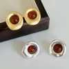 Stud Earrings Vintage Resin Fashion Irregular Metallic For Women Creative Pendientes