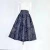 Skirts 2023 Autumn Winter Elegant Korean Woman Clothing Vintage Retro Black Rose Embossed High Waist Pleated Midi Skirt Evangelical