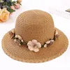 Brede rand hoeden zomer elegante damesbloemring stro hoed zon strand touw vrouw mode -accessoires