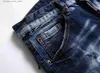 Męskie dżinsy lekkie luksusowe męskie szczupte niebieskie dżinsowe spodnie drukowania dekorów zarysowane podarte dżinsy stylowe seksowne dżinsy uliczne; Q231213