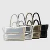Worki wieczorowe koreańskie srebrne zimowe wyściełane Duże torby projektantki puffer damskie nylonowe wodoodporne torebki damskie 2023 y2k 231212