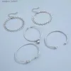 Bracelets de charme Bohème couleur argent géométrique lien chaîne Bracelet ensemble pour femmes cristal feuille ouverte manchette Bracelet femme Boho bijoux accessoire L231214