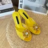 Designer Slippers Women Round High Heels Sandal Summer Formal Fashion Open Toe Party Evening Best Shoes Leather Wedding Sexy Slipper Diamond