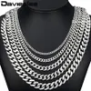 Davieslee 60 cm Menskedja Silver Silverfärg Rostfritt stålhalsband för män Curb Cuban Link Hip Hop Jewelry 3 5 7 9 11mm DLKNM07252U